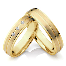 Charger l'image dans la galerie, Anniversary Wedding Band Promise Ring men Alliances Gold Color Titanium stainless Steel jewelry Couple Rings for women