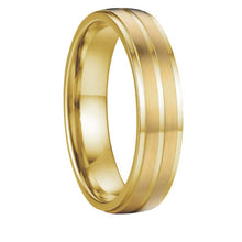 Charger l'image dans la galerie, Anniversary Wedding Band Promise Ring men Alliances Gold Color Titanium stainless Steel jewelry Couple Rings for women
