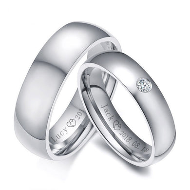 Basic Wedding Bands Rings for Women Man Custom Engrave Name Date Love Info Promise Alliance Anniversary Valentine's Day Gift