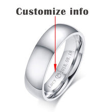 Charger l'image dans la galerie, Basic Wedding Bands Rings for Women Man Custom Engrave Name Date Love Info Promise Alliance Anniversary Valentine's Day Gift